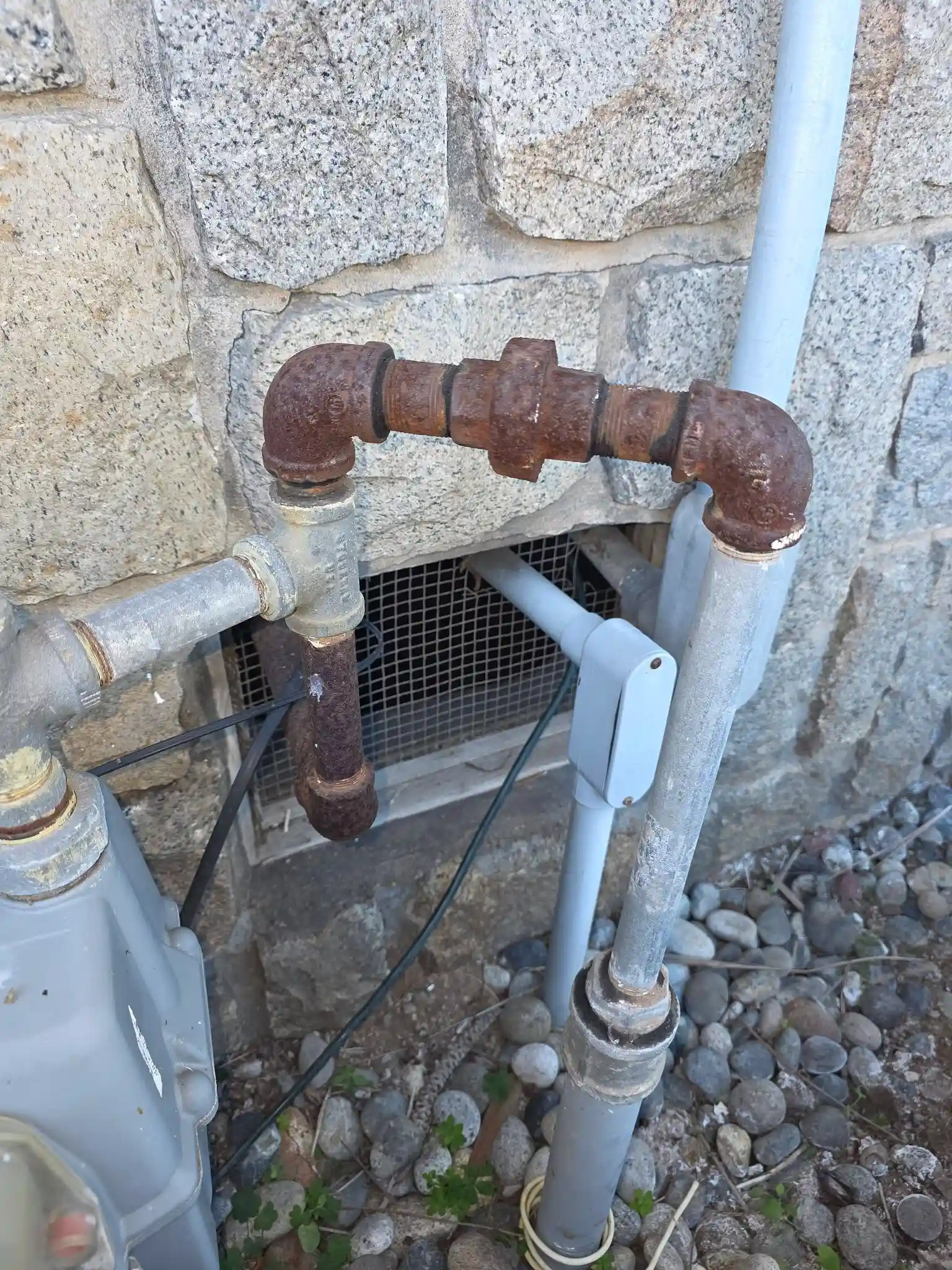 Exterior water service piping serving a multi-unit building in Chula Vista